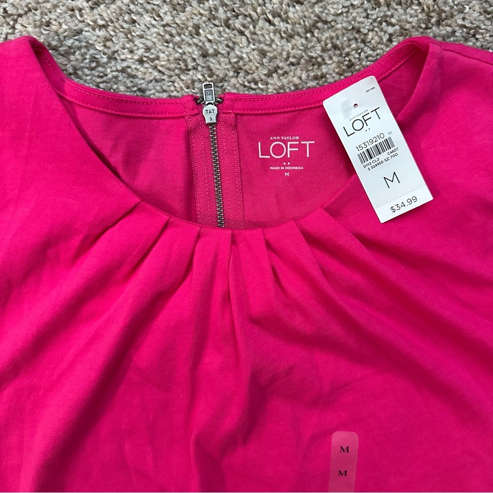 LOFT Bright Pink Short Sleeve Top - Picture 2 of 5